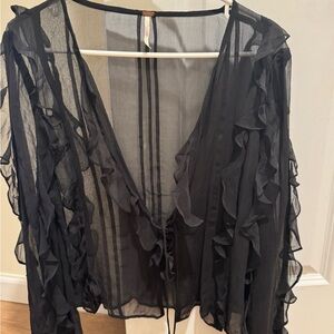 Sheer Black Ruffled Blouse